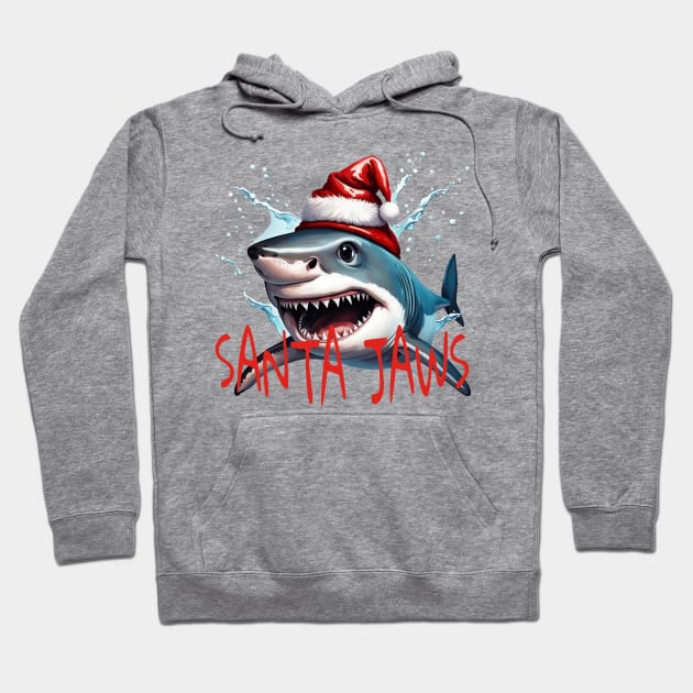 Santa Jaws Pun Quote Christmas Shark Cartoon Art Hoodie by taiche